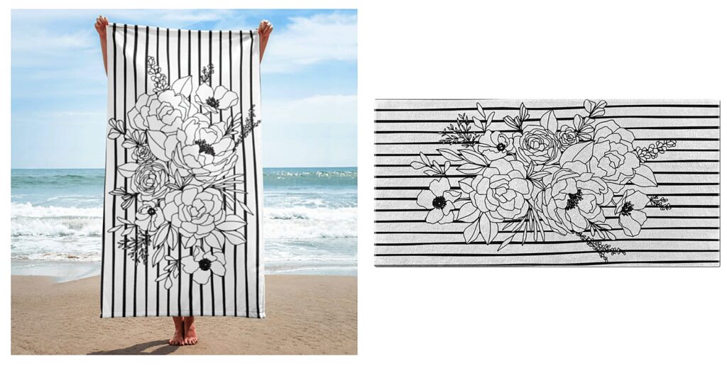 Stripe floral beach towel by Alli K design