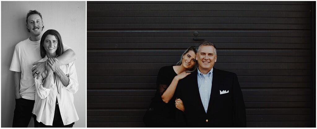 Alli Koch posing with her husband and dad for her mural business