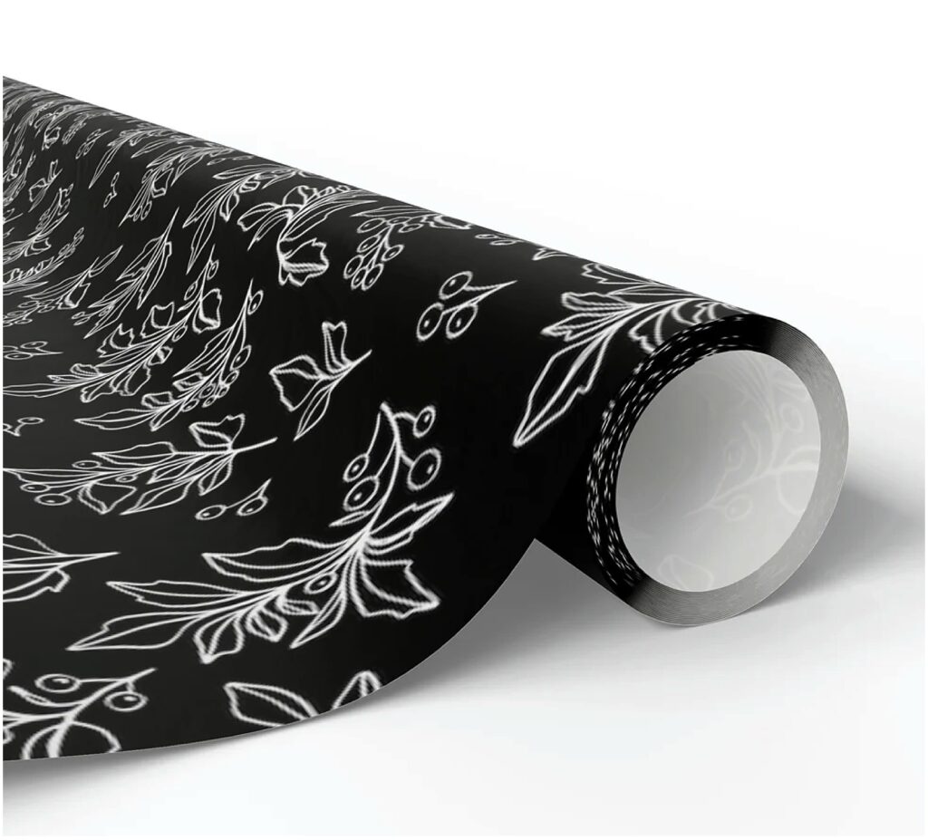 Black and white botanical wrapping paper by Alli K Design