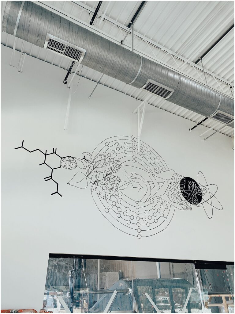 Black and white mural at Manhattan Project Beer Co. by Alli K Design