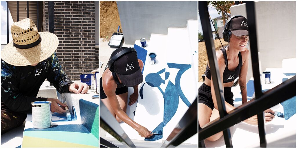 Alli K working on a Texas mural for Sprouts Farmers Market