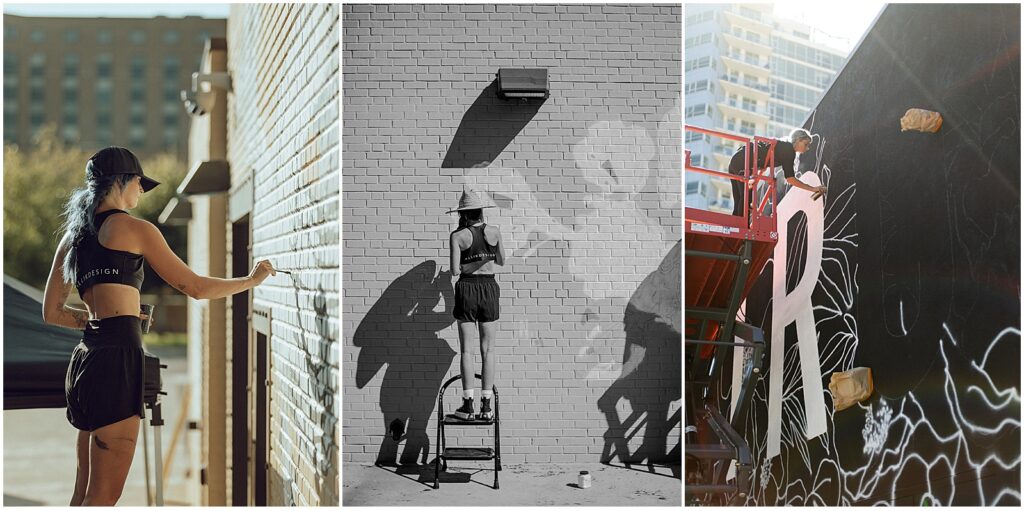 Dallas artist Alli Koch painting murals