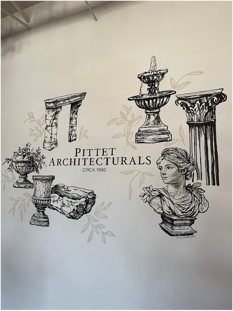 A fine art mural for Pittet Architecturals in Dallas, TX painted by Alli K Design