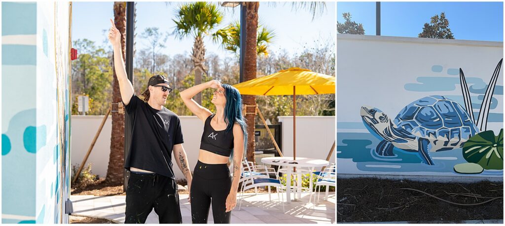 Alli K Design painting a new mural at the Evermore Orlando