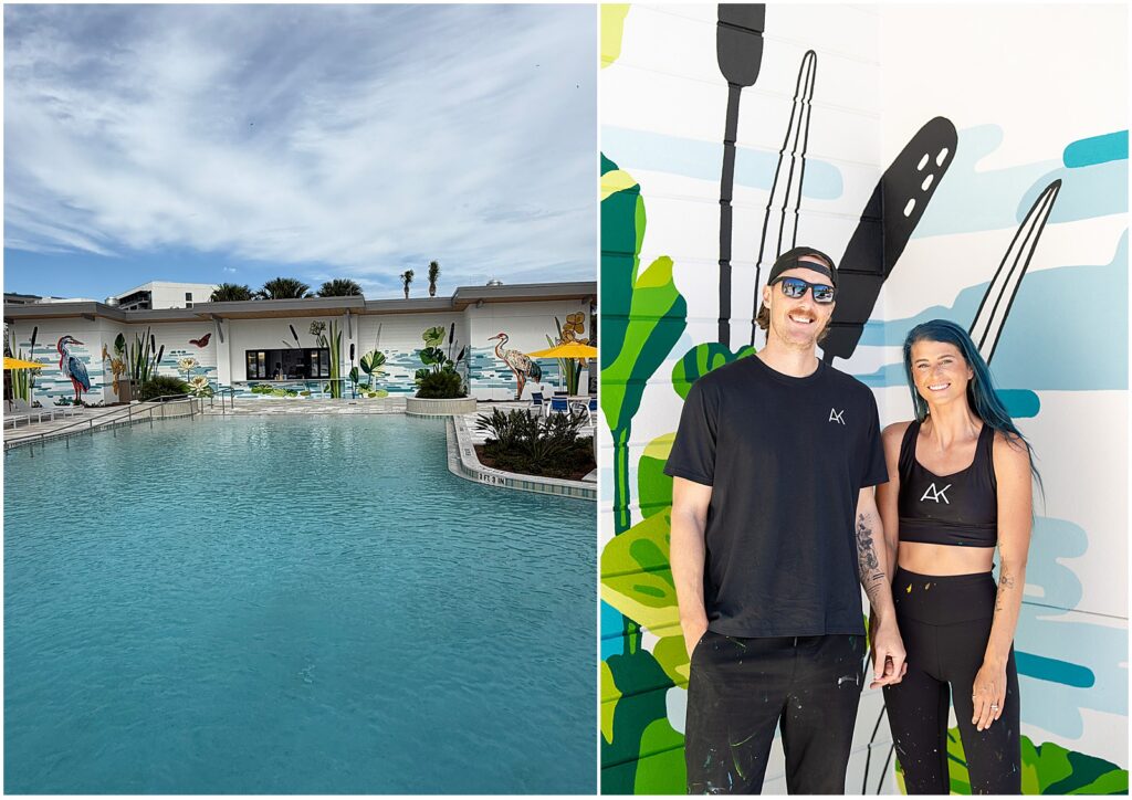 A mural at the new pool house at the Evermore Orlando, painted by Alli K Design