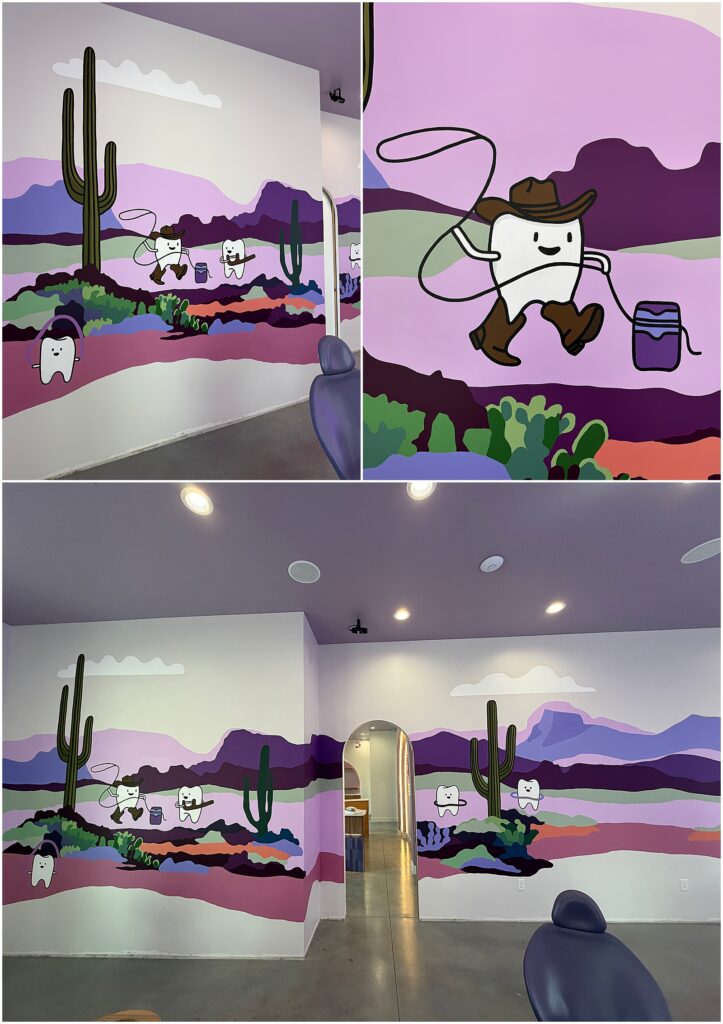 An Austin mural in a dental office painted by Alli Koch of Alli K Design