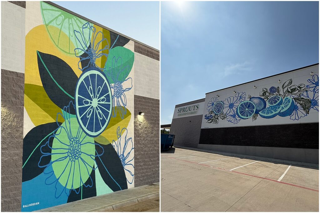 A mural for a Dallas area Sprouts, created with Sketchar virtual reality tools by Alli K Design